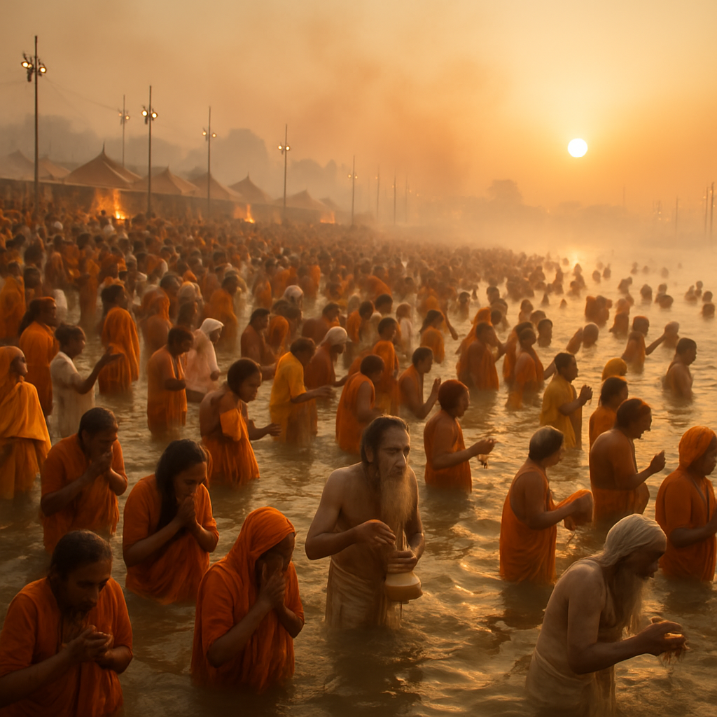 Kumbh Mela Sangam Dawn Bathing Paint by numbers kits