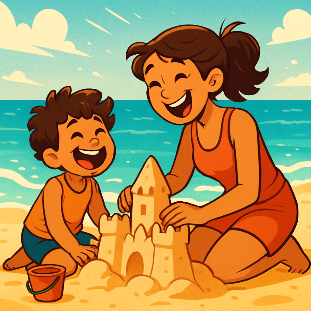 Beachside Moments Of Laughter Paint by numbers art