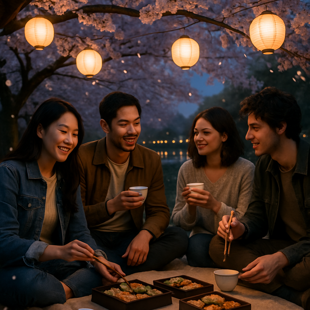 Hanami Evening Picnic Cherry Blossoms Paint by numbers kits