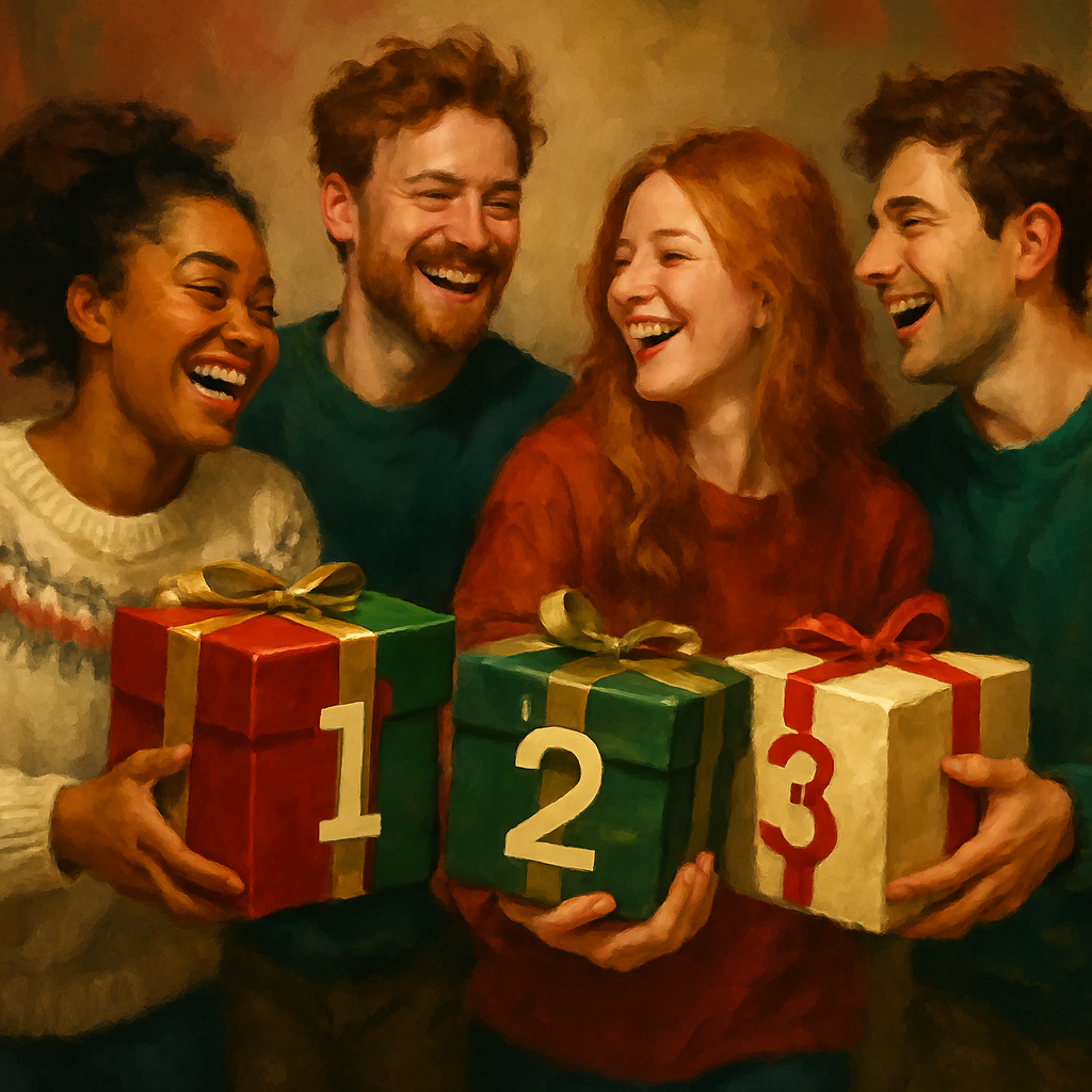 Ribboned Gift Train Number painting