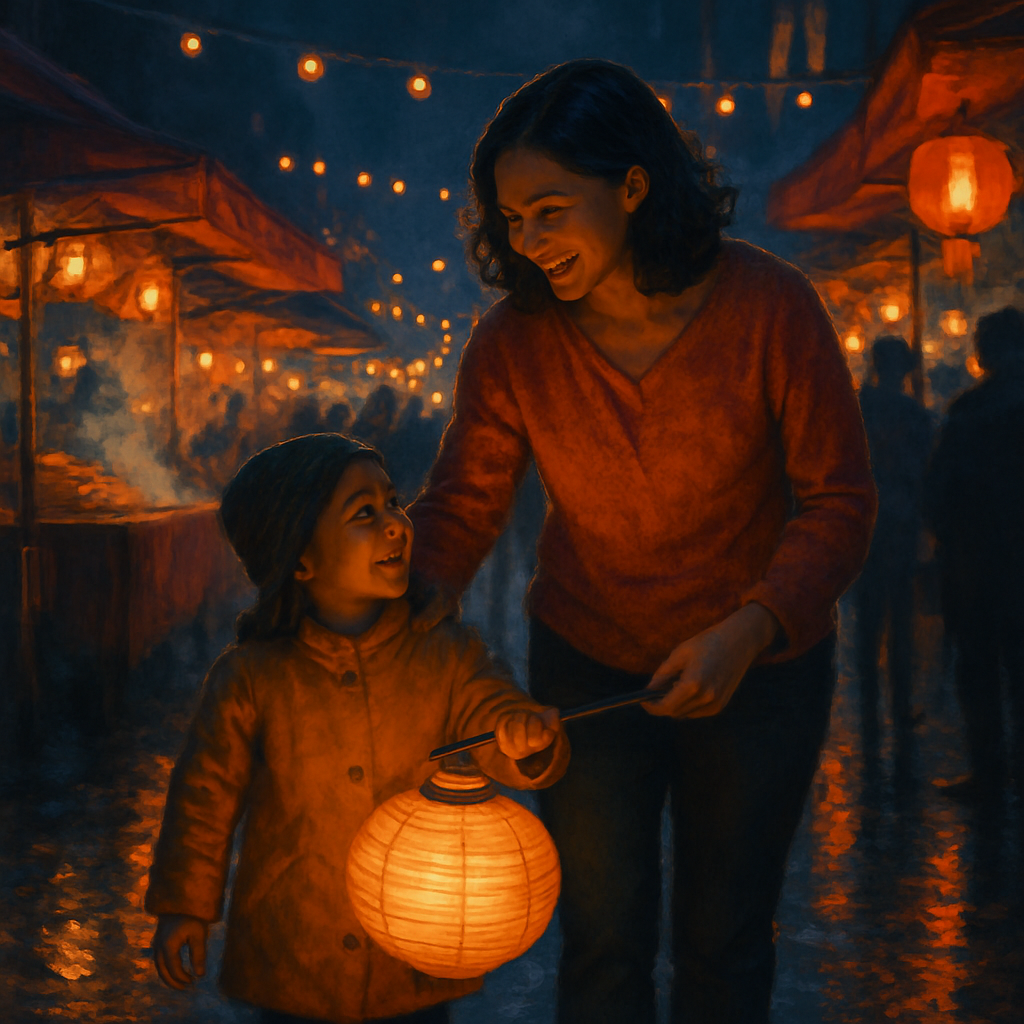 Night Market Lantern Walk paint by number