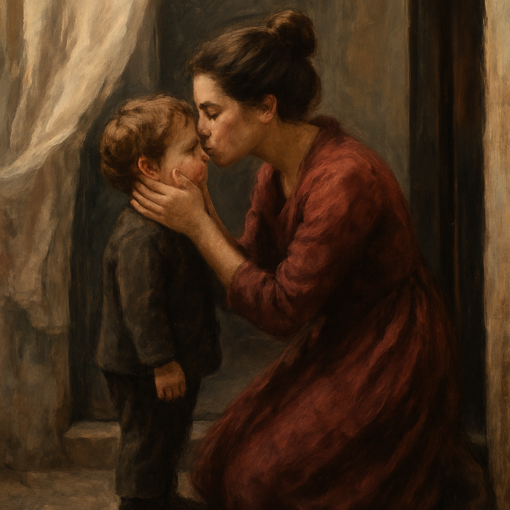 Mothers Gentle Kiss Goodbye painting number kit