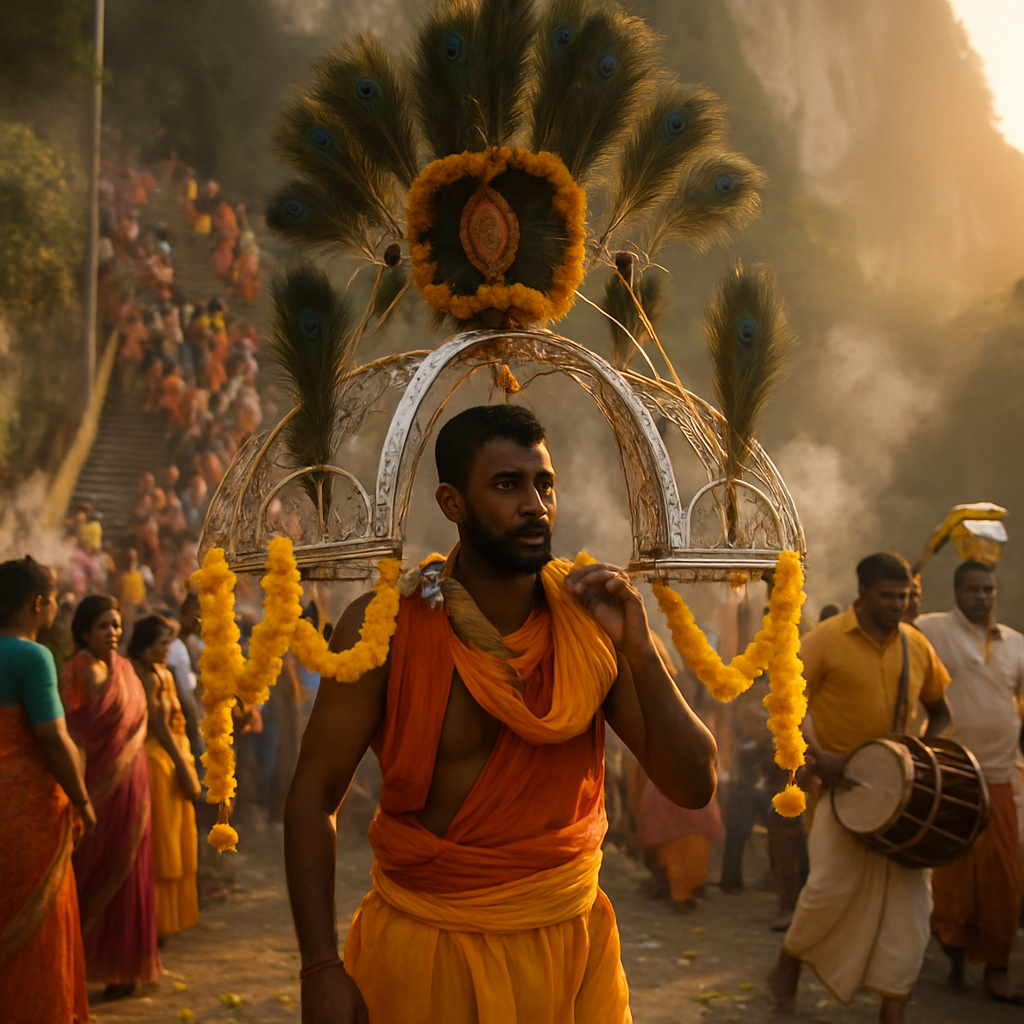 Thaipusam Pilgrims At Batu Caves Dawn Procession Painting by numbers kit