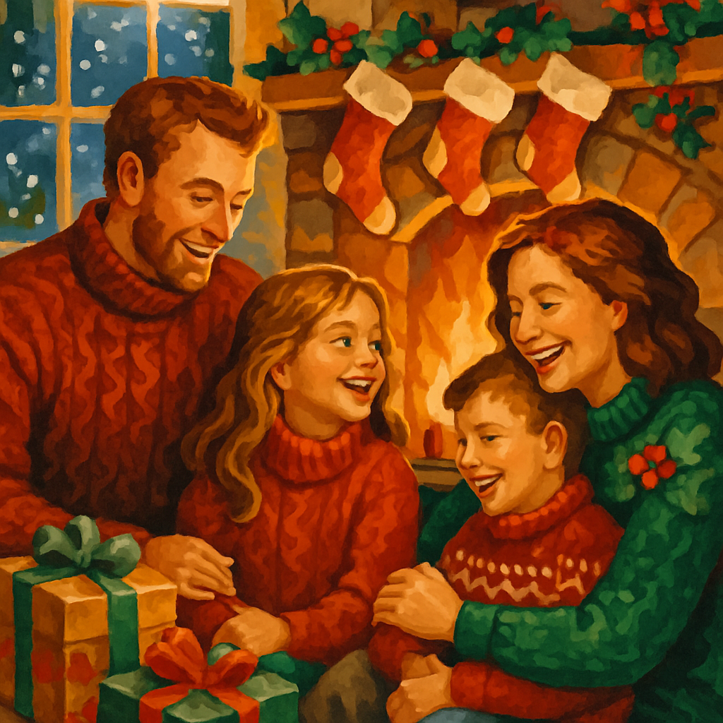 Festive Fireplace Gathering paint by numbers