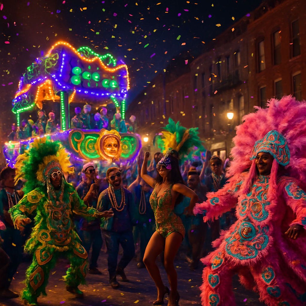 Mardi Gras Night Parade In New Orleans Paint by numbers art