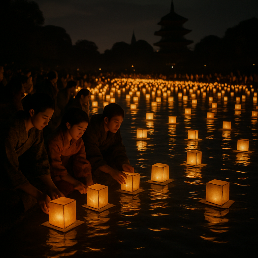Lantern Floating Festival River Paint by numbers art