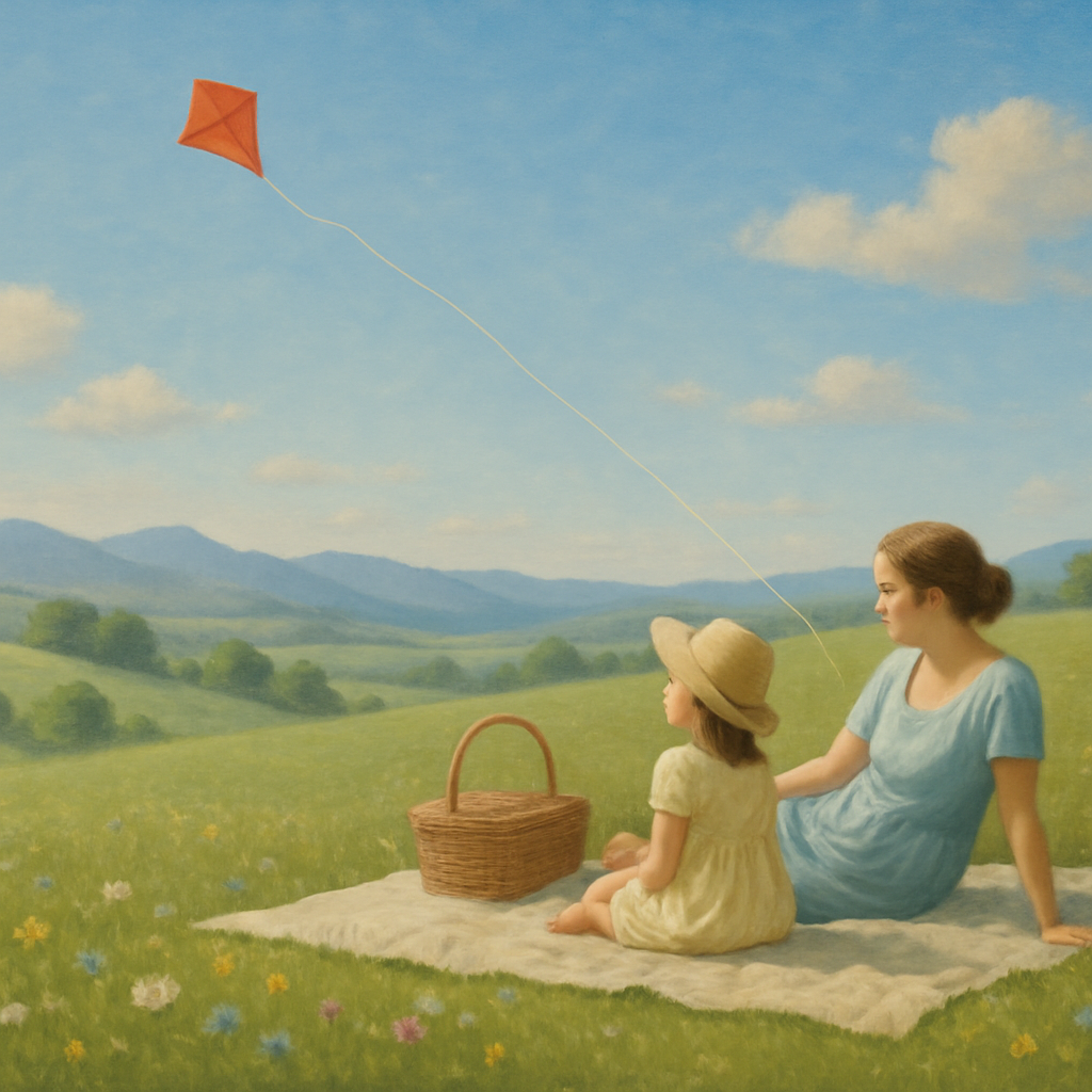 Rolling Hills Picnic Portrait paint by color