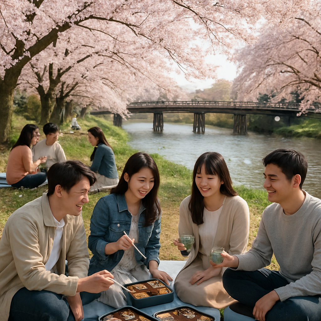 Hanami Cherry Blossom Viewing Picnic Number painting