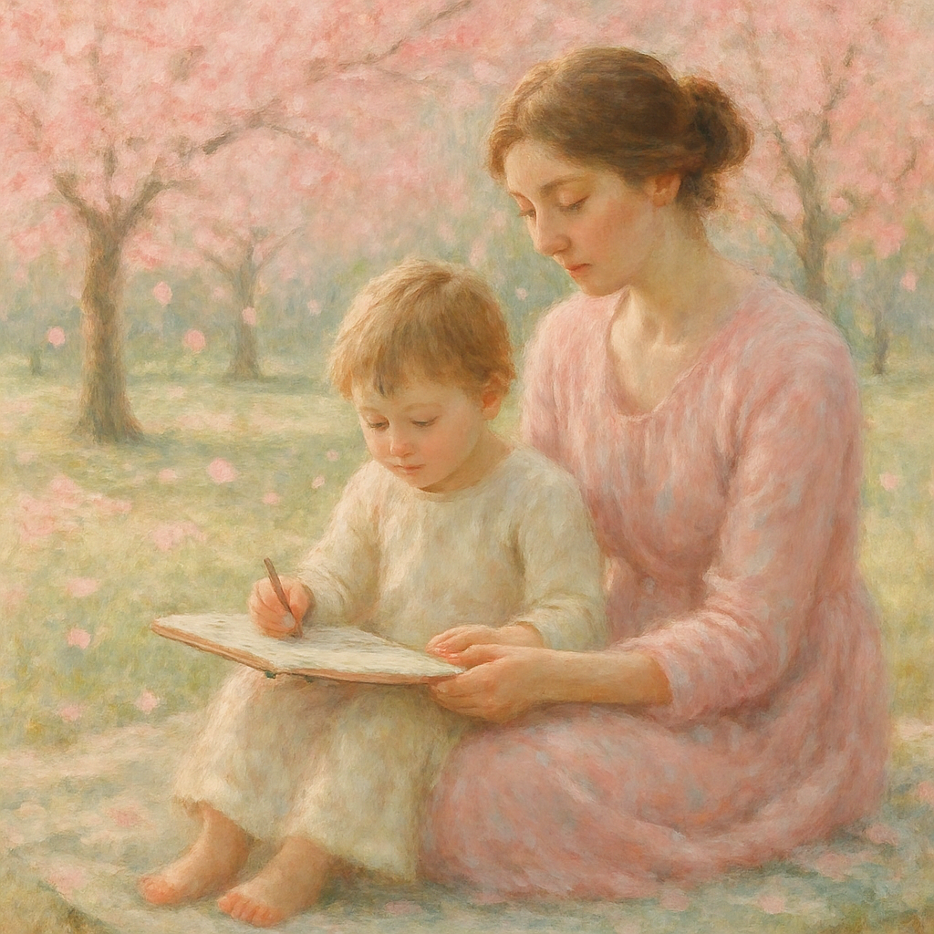 Under The Cherry Blossom Sky Number painting