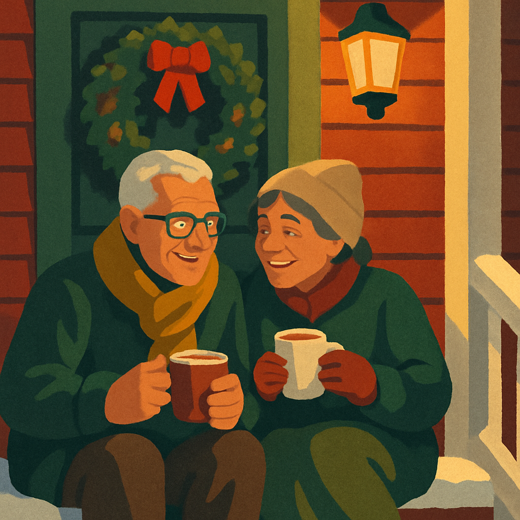 Snowy Porch Gathering Paint by numbers art