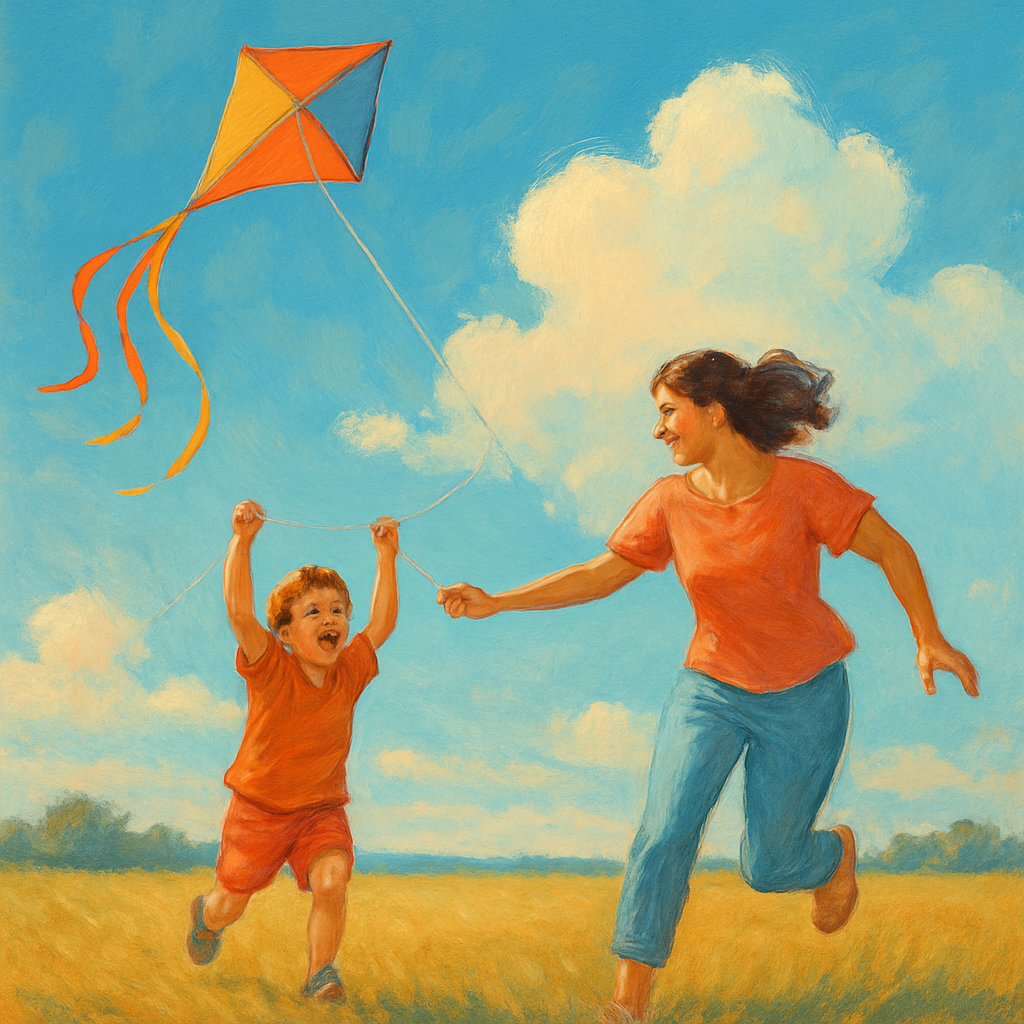 Mother And Child Kite Flight paint by numbers