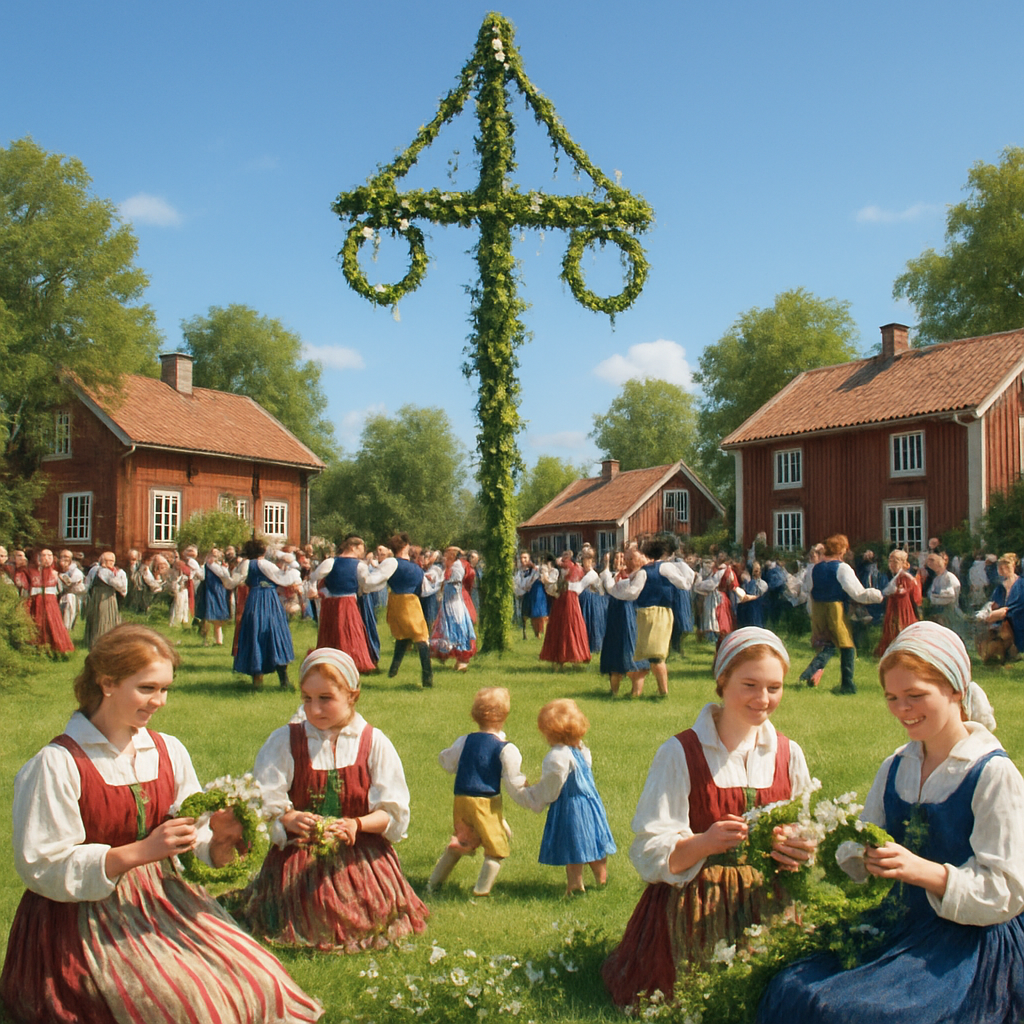 Midsummer Solstice Celebration Sweden Numbered painting kits