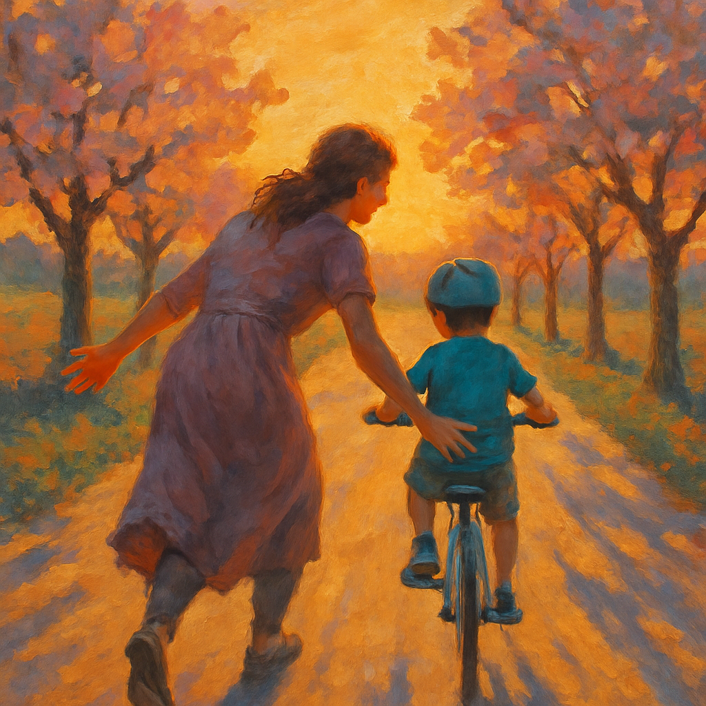 Sunset Bicycle Ride Number painting