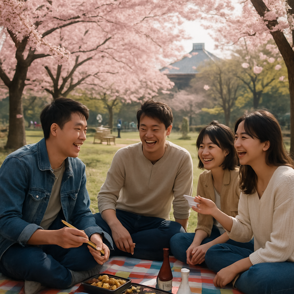 Cherry Blossom Festival Hanami Picnic In Japan painting number kit