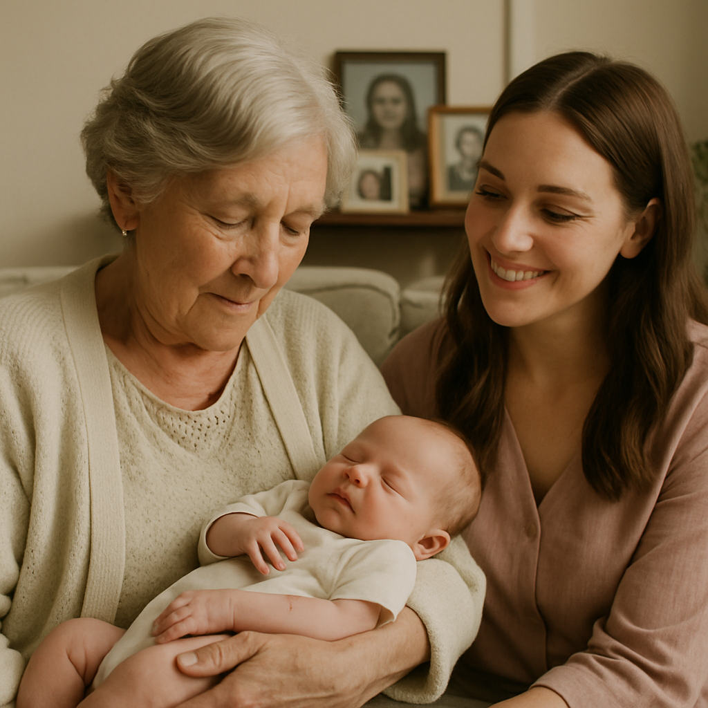 Grandmother And Newborn Generations Number painting