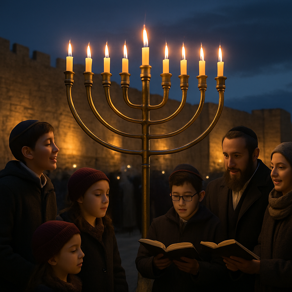 Hanukkah Candle Lighting Ceremony In Jerusalem paint by numbers