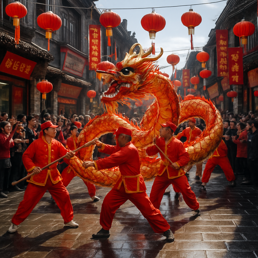 Chinese New Year Dragon Dance In Beijing Numbered painting kits