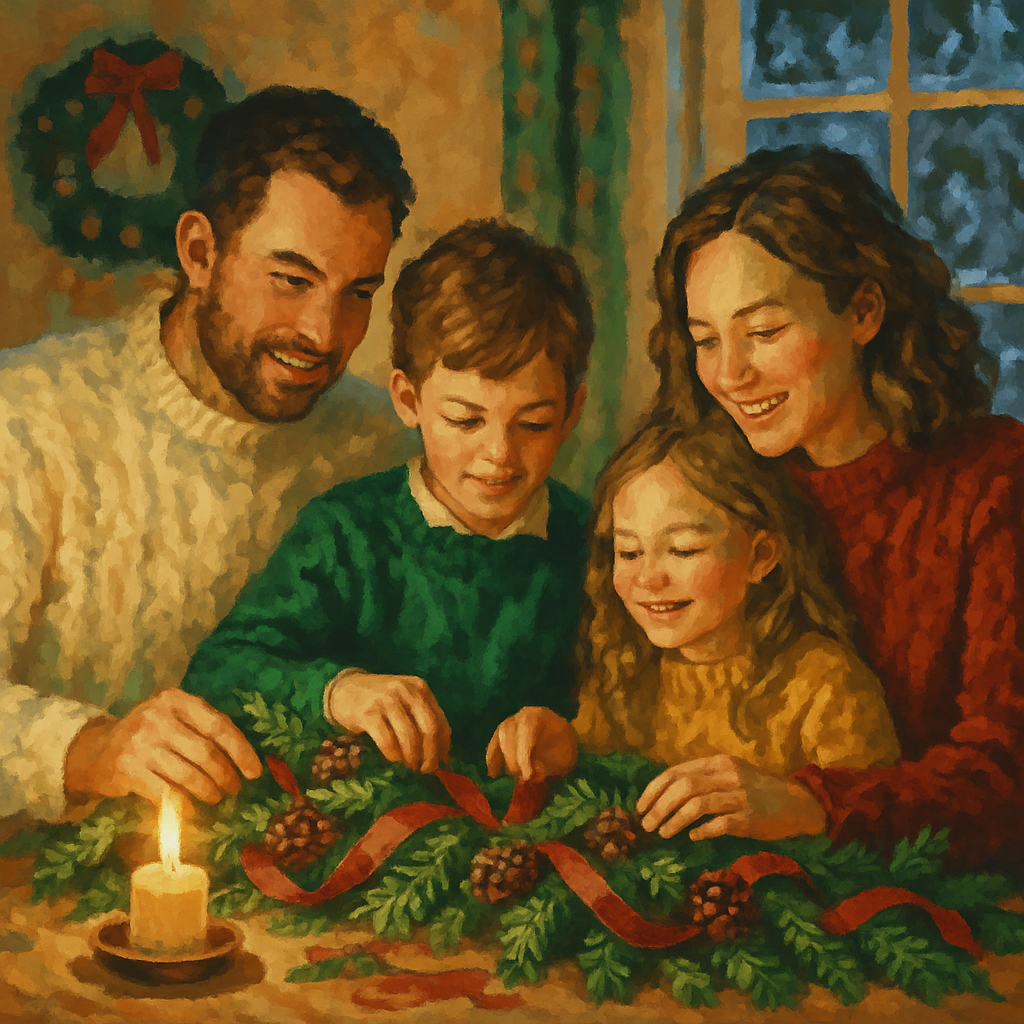 Glistening Garland Gathering Paint by numbers art