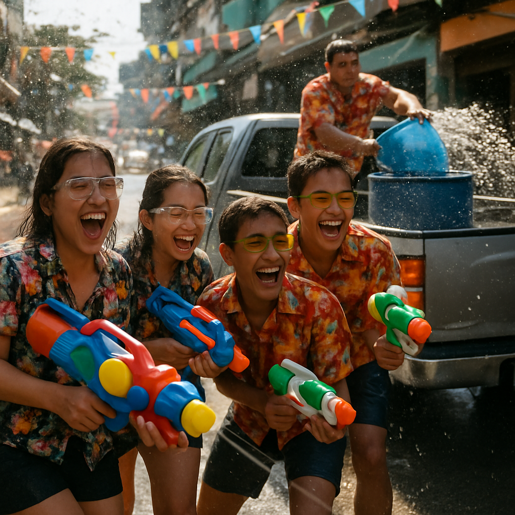 Songkran Water Street Play Paint by numbers art