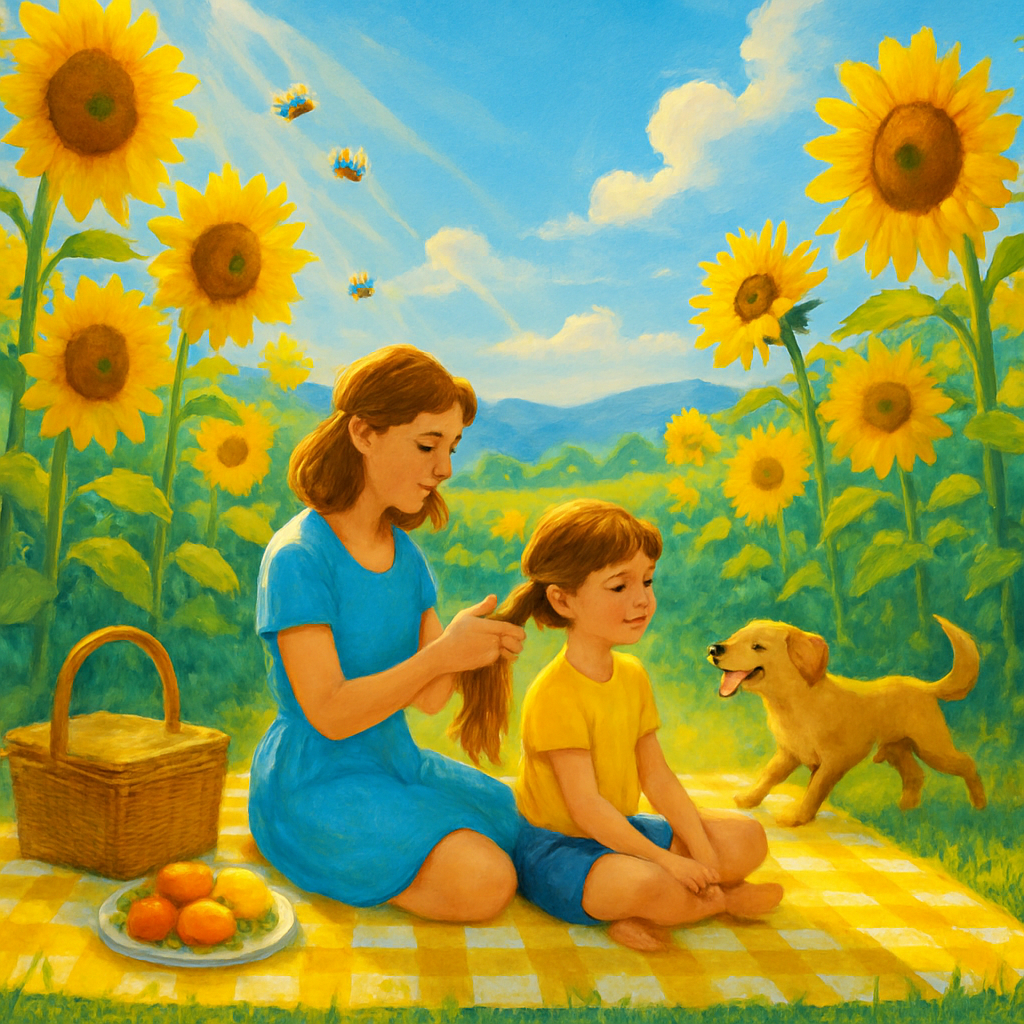 Picnic In The Sunflower Field Paint by numbers art