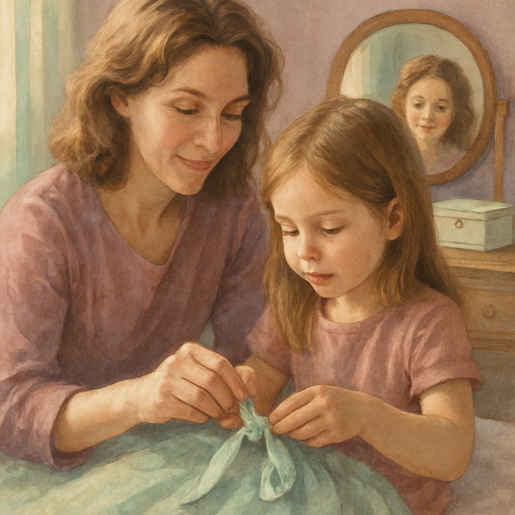 Teaching To Tie A Bow Number painting