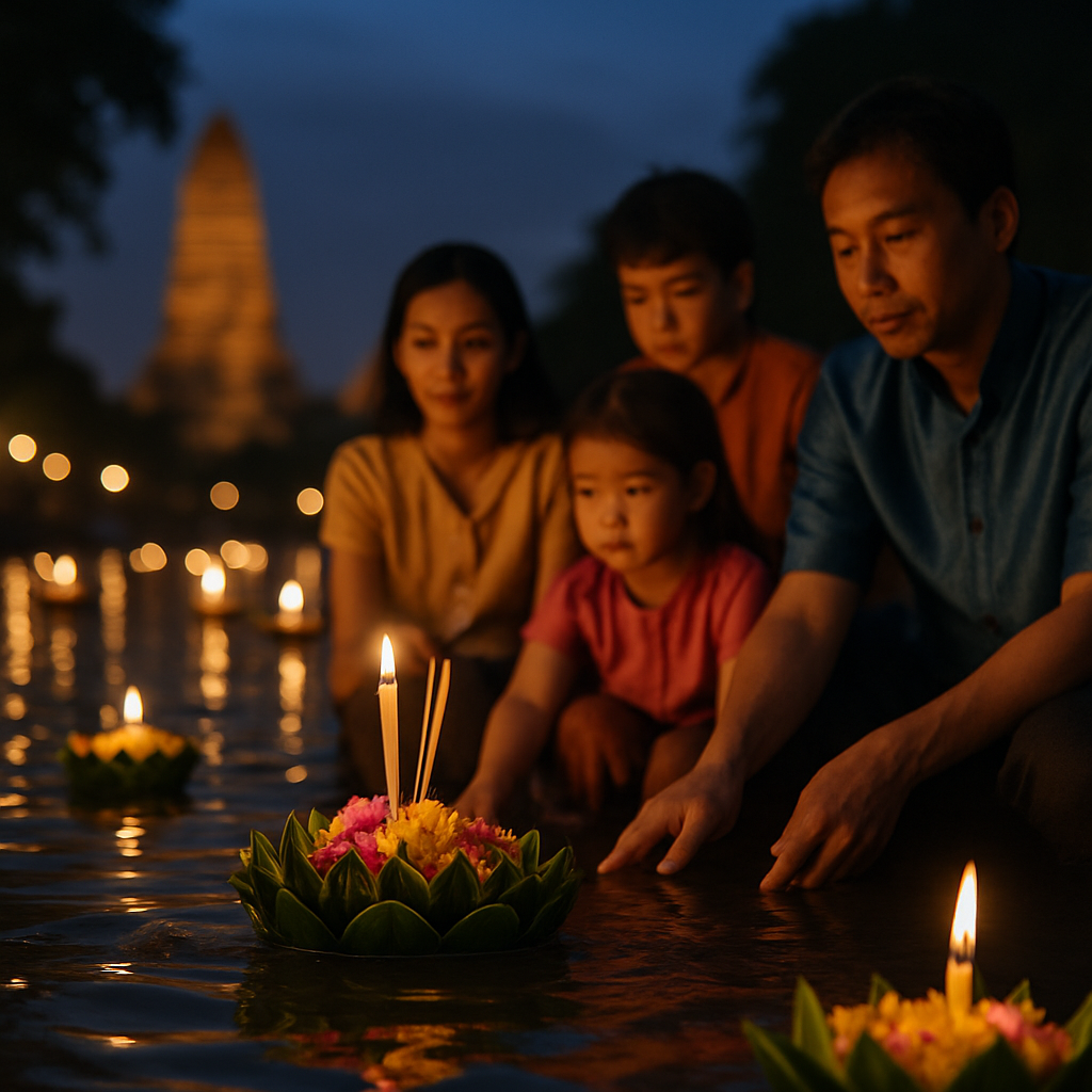 Lantern Boat Parade Thailand Number painting