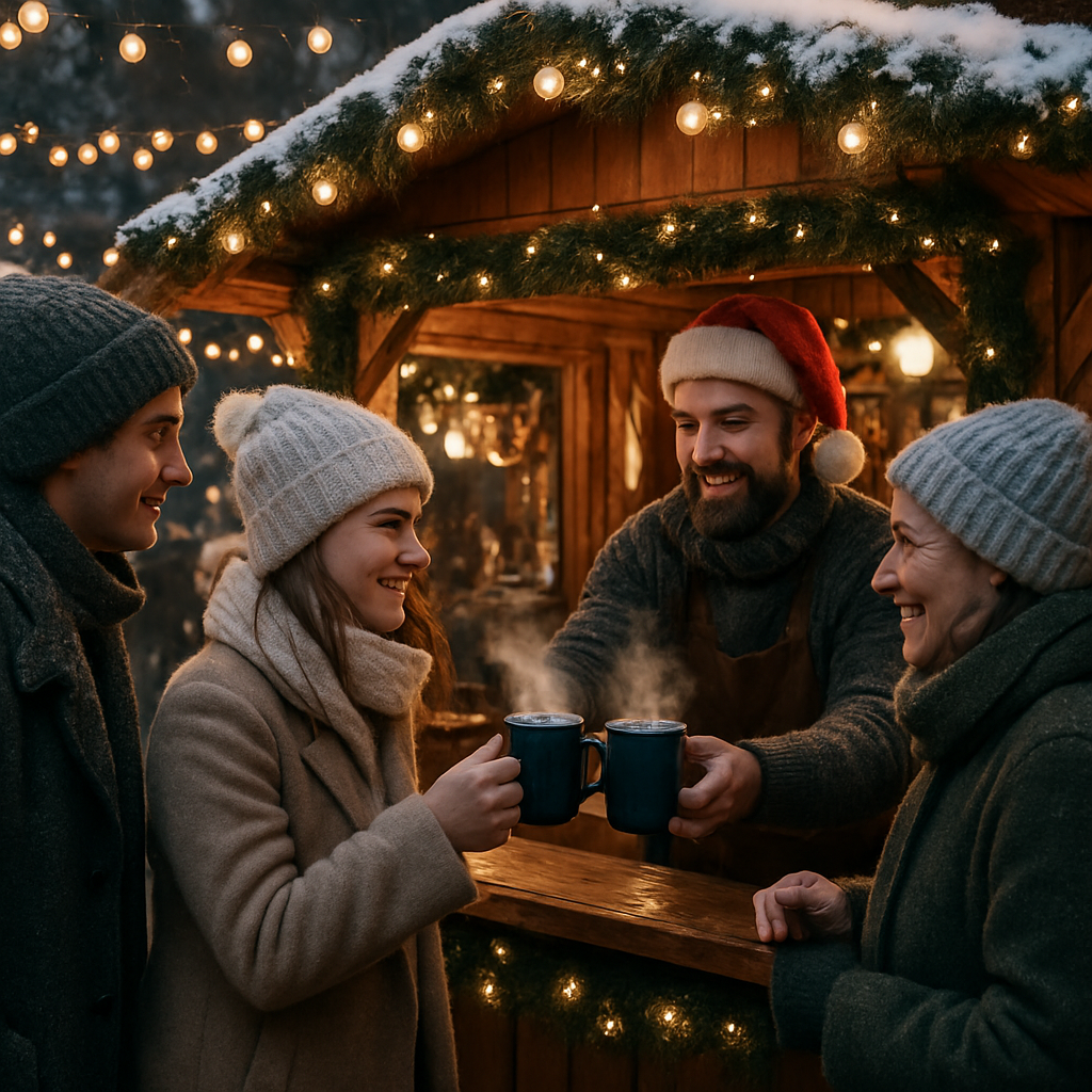 Christmas Market Mulled Wine Stall paint by color