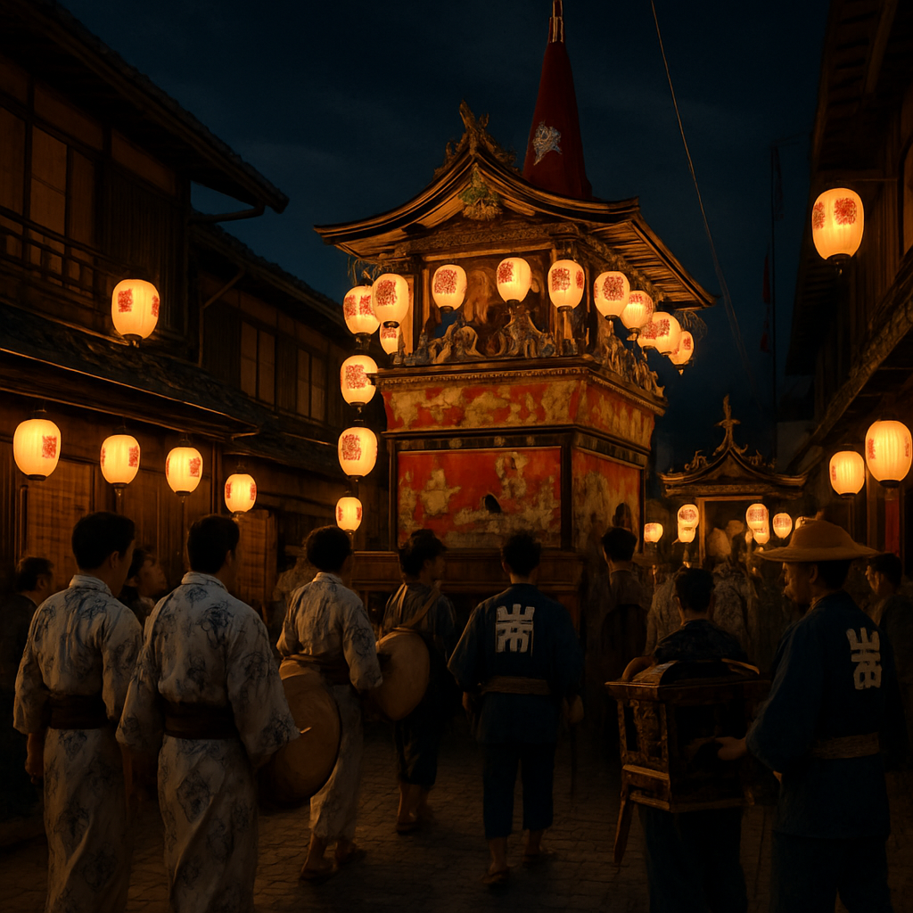 Gion Matsuri Night Procession Kyoto paint by color