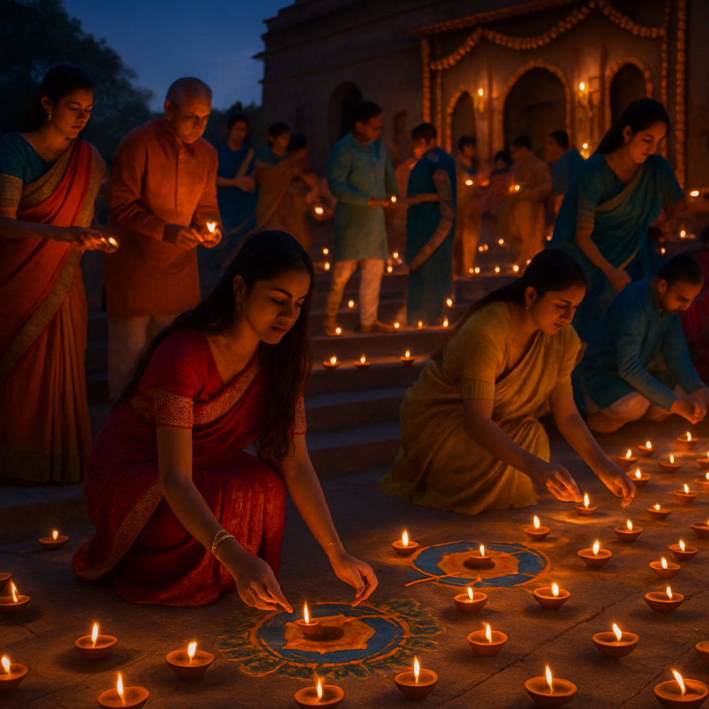 Diwali Lantern Festival India Painting by numbers kit