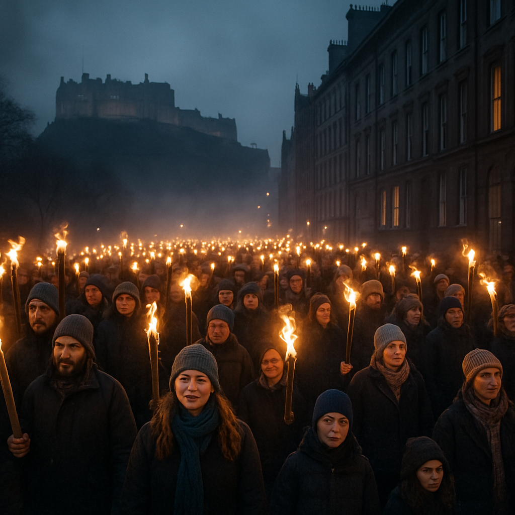 Edinburgh Hogmanay Torchlight Procession Number painting