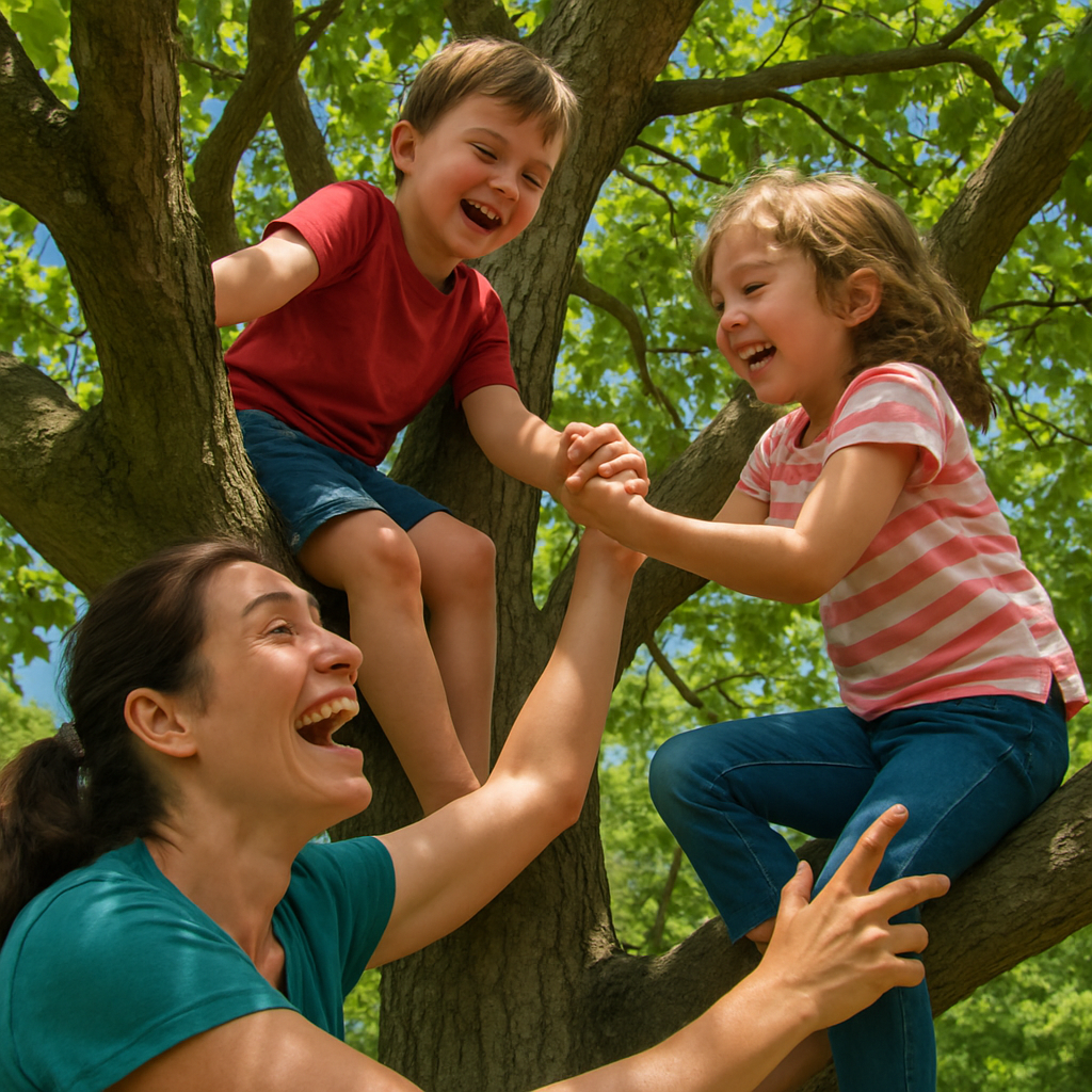 Sibling And Mother Tree Climb Numbered painting kits