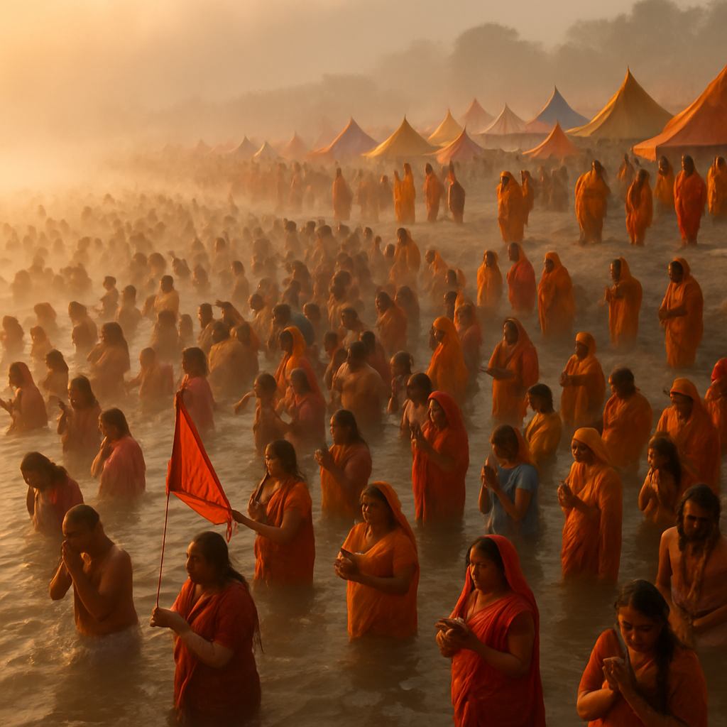 Kumbh Mela Pilgrims On Ganges Paint by numbers art