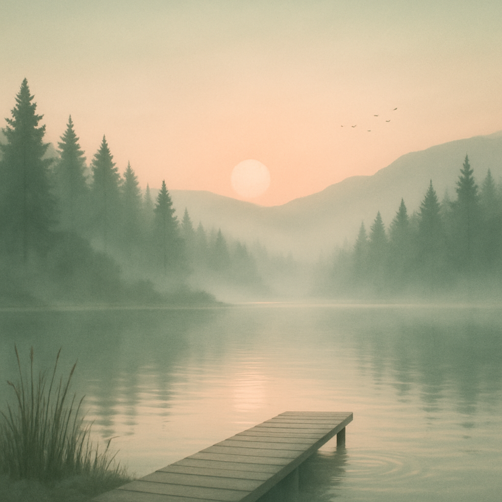Landscape Dawn Over Quiet Pines paint by color