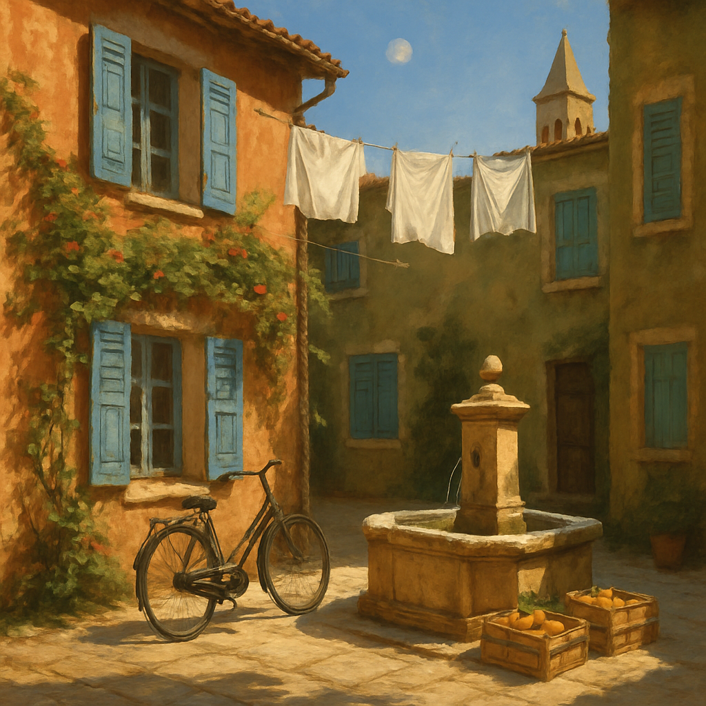 Italy Sunlit Courtyard Number painting
