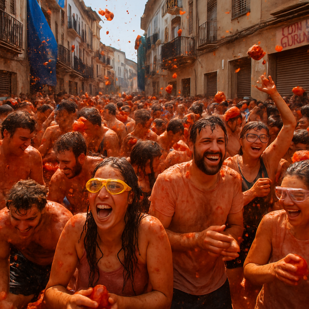 La Tomatina Tomato Fight Street paint by numbers