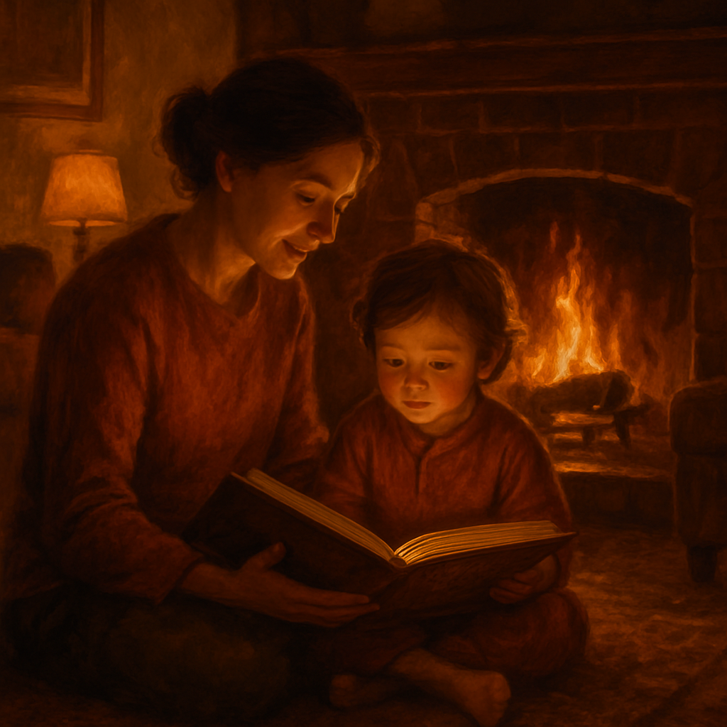 Evening Storytime By The Fireplace DIY paint by numbers