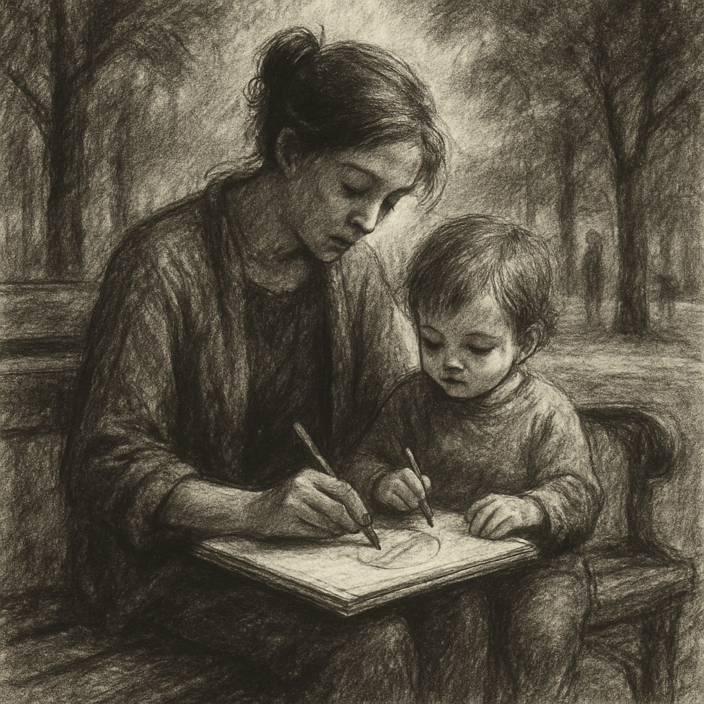 Charcoal Sketch Park Portrait Paint by numbers kits