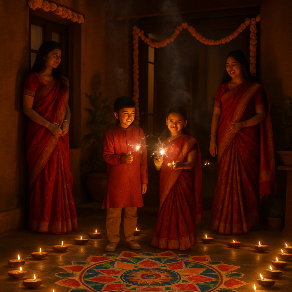 Traditional Diwali Celebration In India Painting by numbers kit