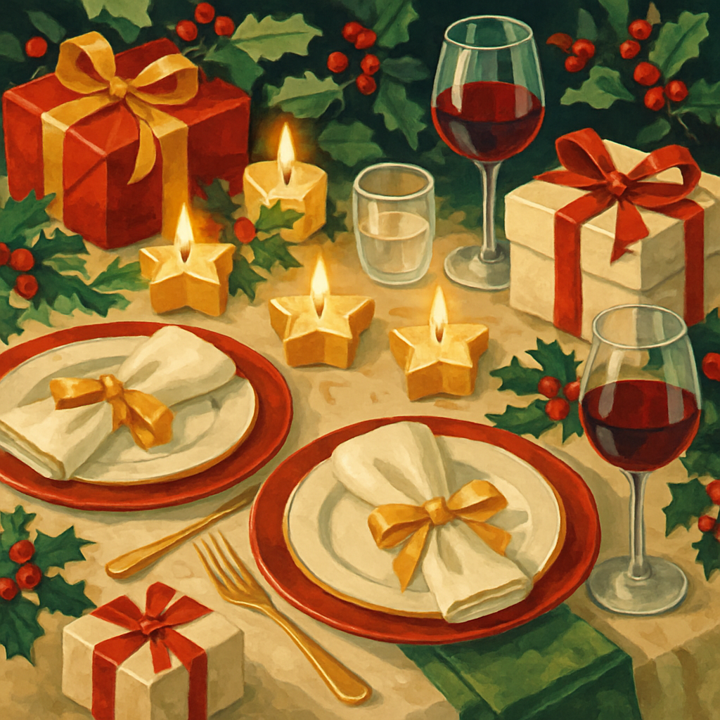 Festive Ribbon And Star Table Paint by numbers art