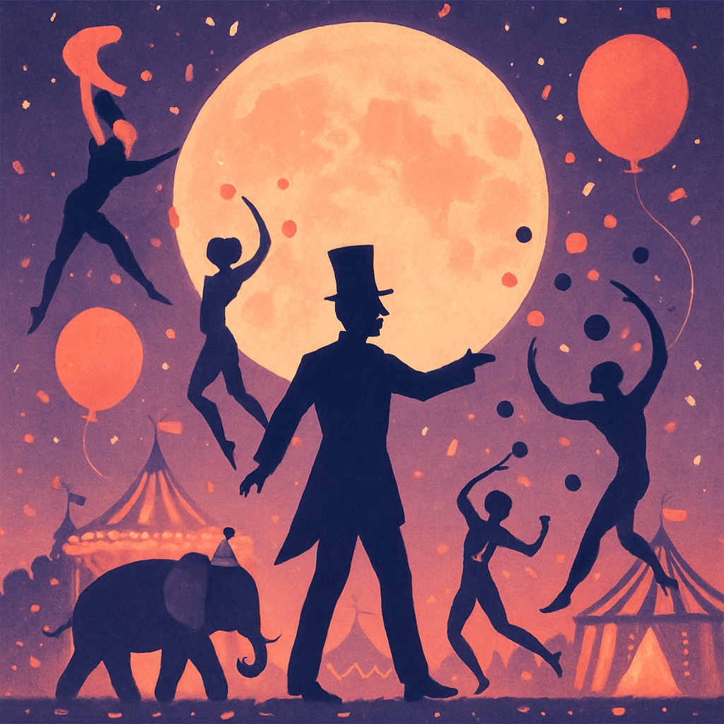 Circus Moon Parade Number painting