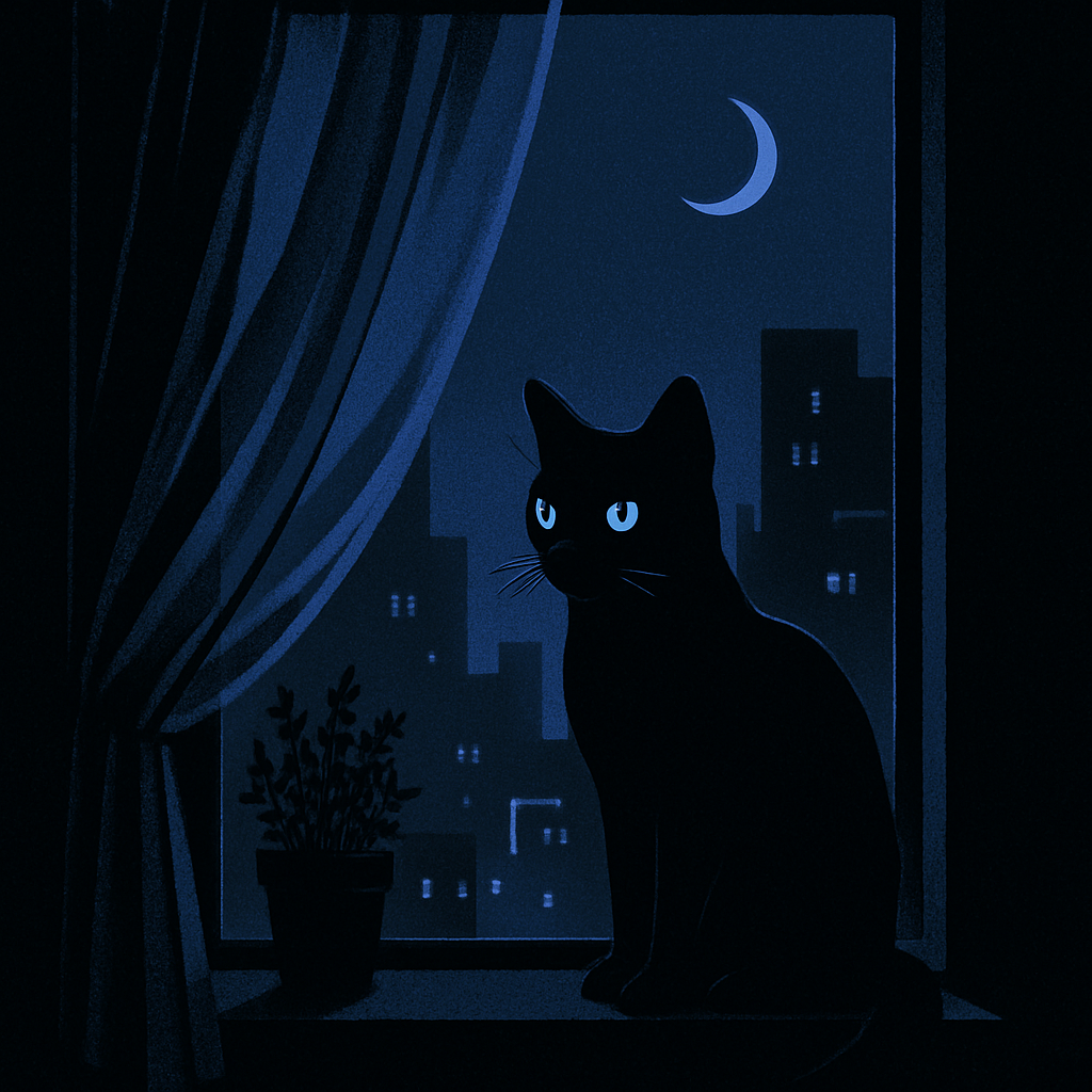 Black Cat Night Window paint by numbers