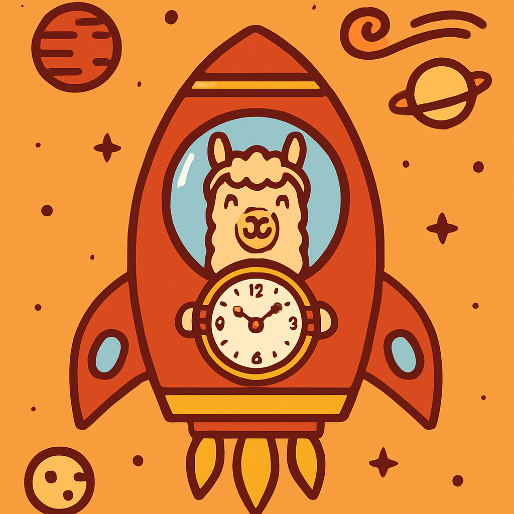 Time-Twirl Rocket Llama Number painting