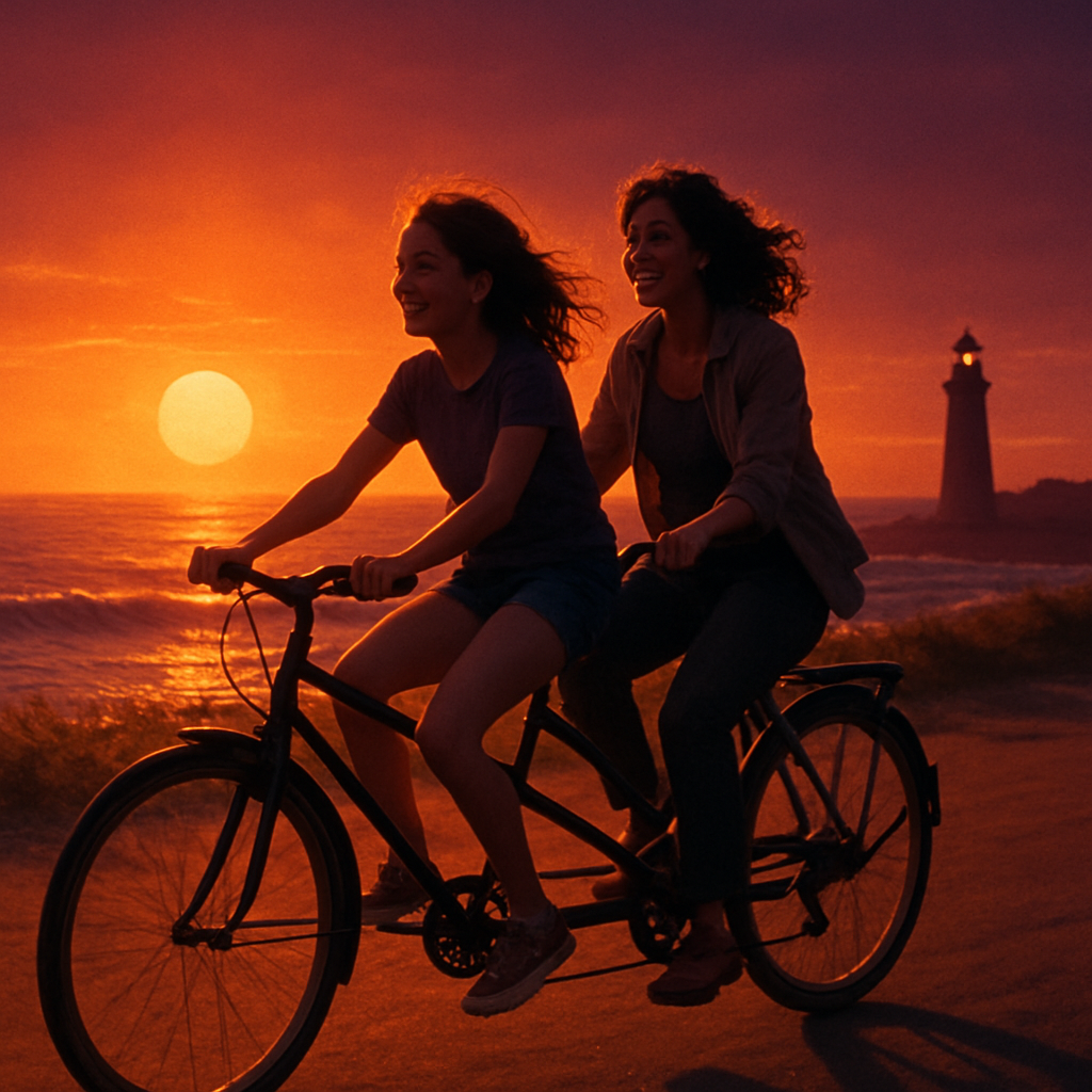 Sunset Bike Tandem Ride DIY paint by numbers