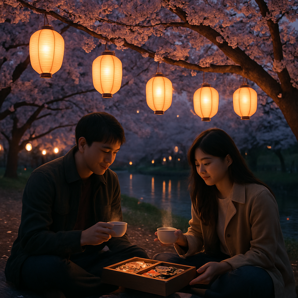 Hanami Cherry Blossom Evening Picnic Number painting