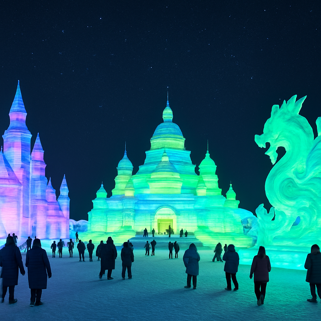Harbin Ice Festival At Night paint by number