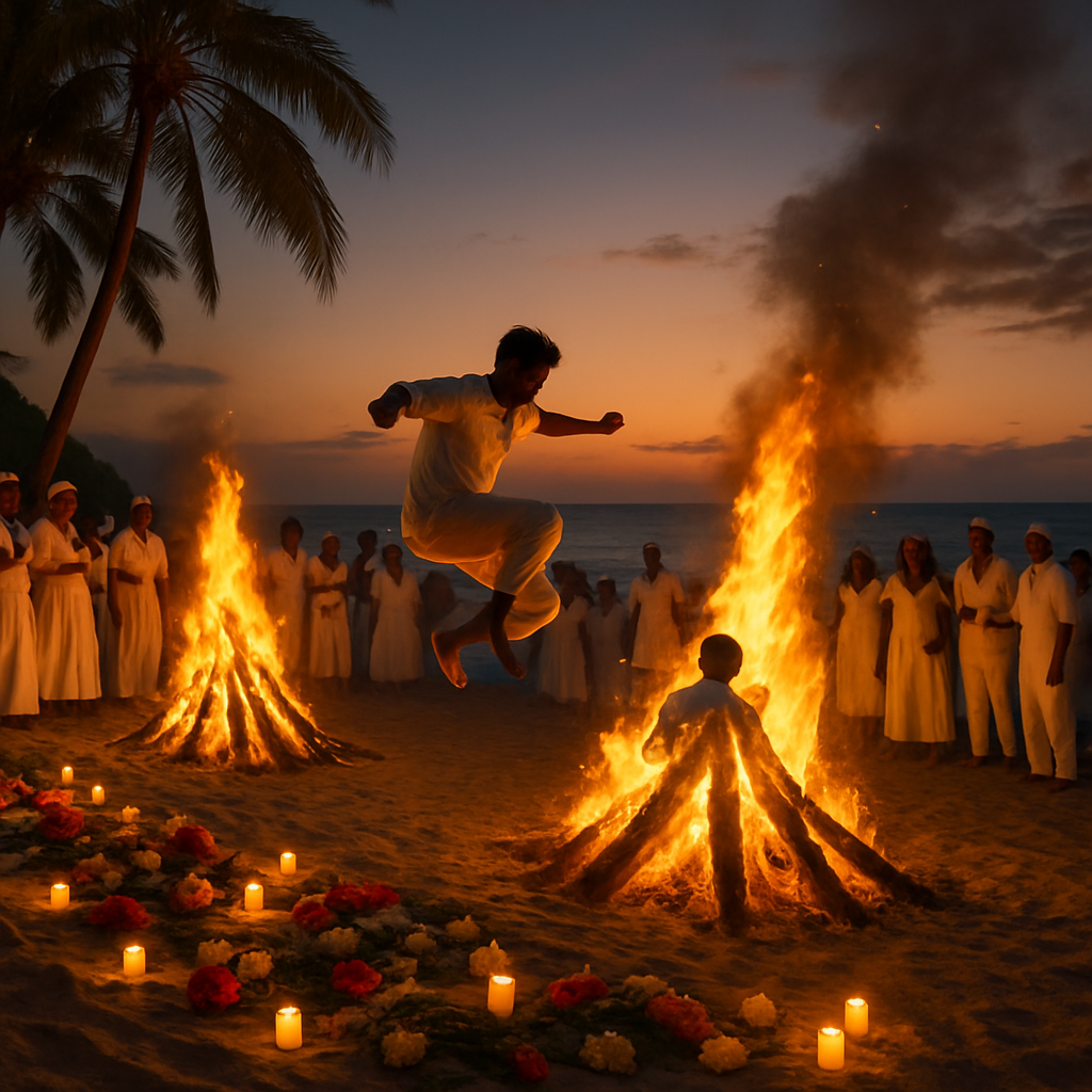 Dia De San Juan Bonfire On Caribbean Beach Paint by numbers kits