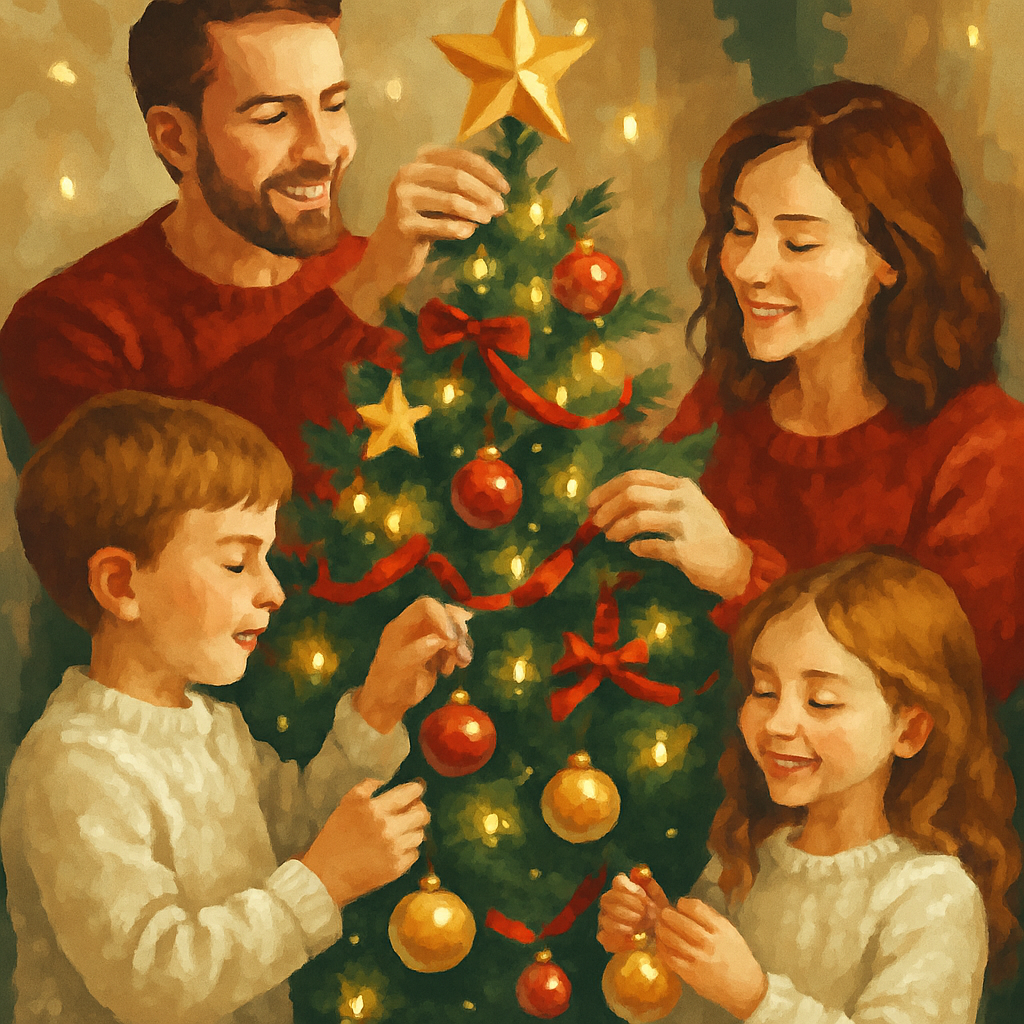 Twinkling Tree Trimming DIY paint by numbers