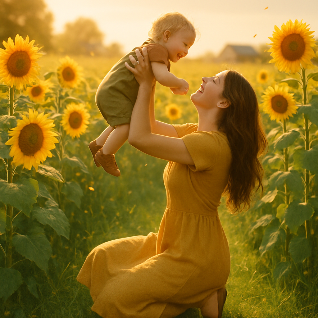 Sunflower Field Mother And Child Numbered painting kits