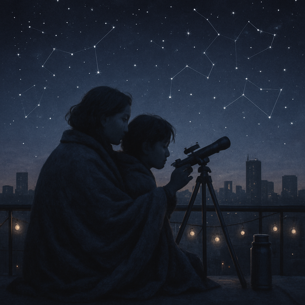 City Rooftop Stargazing painting number kit