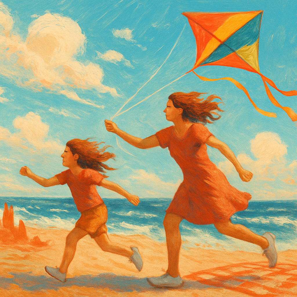 Seaside Kite Fly With Mom Number painting